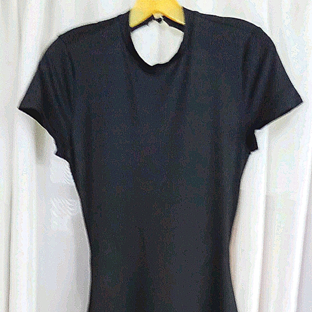 Sexy, silky little black dress with great details, cut outs in back